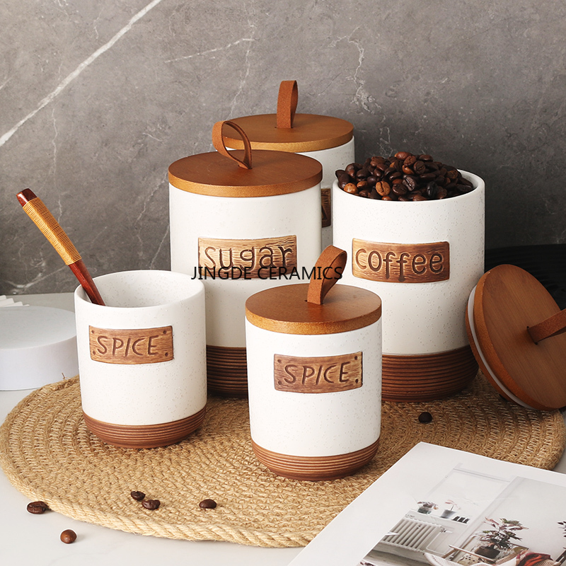 Coffee Tea Sugar Canister Set - 1 PC เซรามิคปิดผนึก Jar กาแฟน้ําตาล Jar