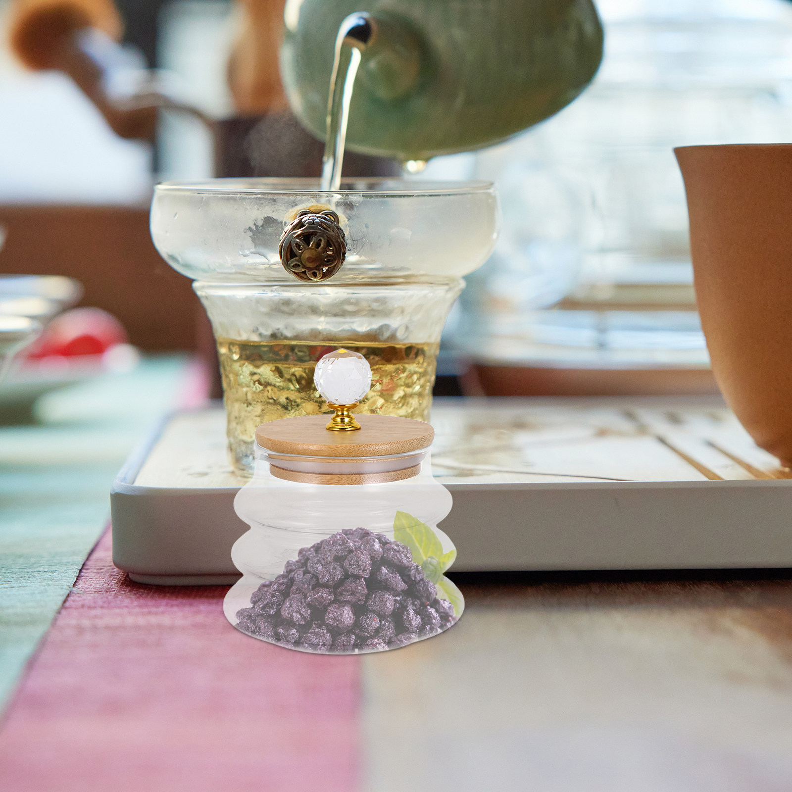 Coffee Tea Bean Leaf - โหลแก้วใสสำหรับเก็บของ ฝาปิดสนิท ป้องกันอากาศเข้า ขนาด 13.5 ออนซ์