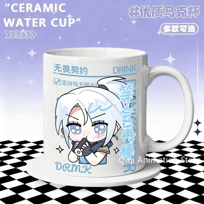 Coffee Tea Cups - แก้วเซรามิคอุปกรณ์ตกแต่งบ้านอะนิเมะ VALORANT ฟีนิกซ์ โยรุ คิริตานิ เรียวแก้ว,
