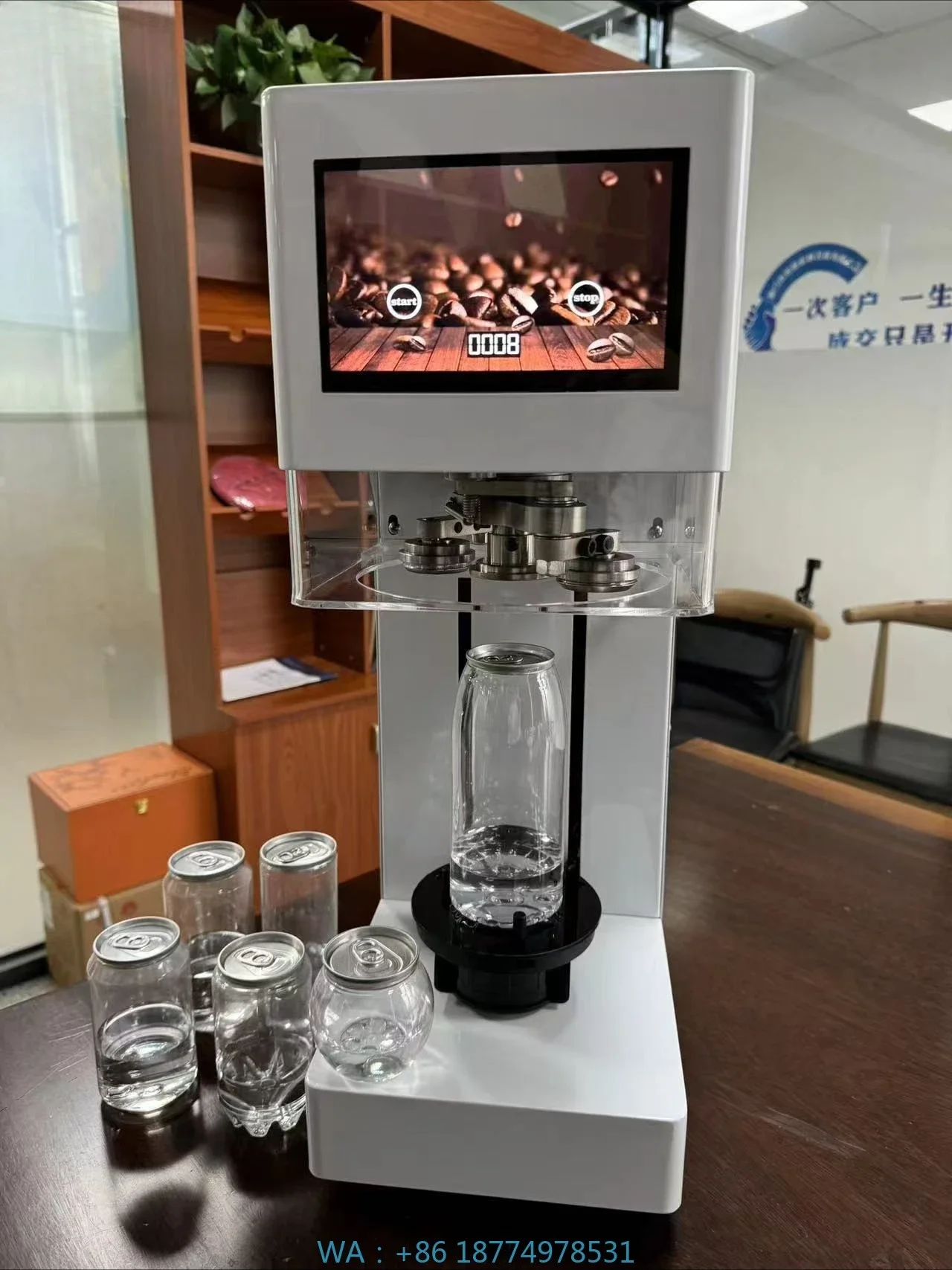 Coffee Tea Cups - เครื่องปิดผนึกกระป๋อง PET แบบ Seamer พร้อมแผงควบคุมแบบสัมผัส รุ่นใหม่ล่าสุด