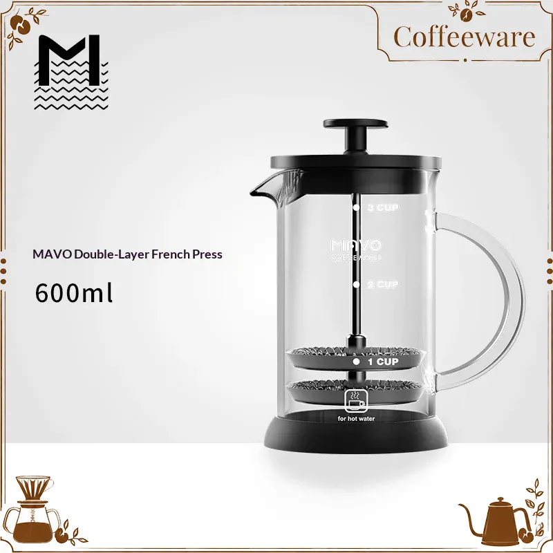 Coffee Tea Press - เครื่องชงกาแฟแบบเฟรนช์เพรส MAVO พร้อมตัวกรองแบบตาข่ายสองชั้น ขนาด 2 ถ้วย