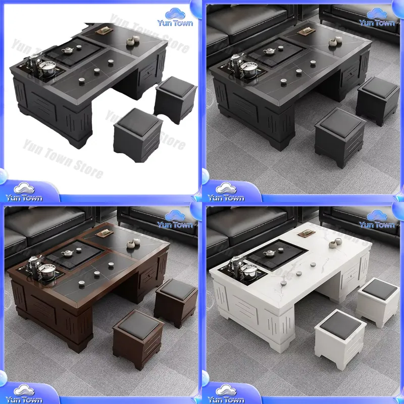 Tea Coffee Set Up - โต๊ะชงชาแบบหินสำหรับห้องนั่งเล่น ชุดชงชาและกาแฟพร้อมกาต้มน้ำในตัว สำหรับพิธีชงชาและการใช้งานประจำวัน