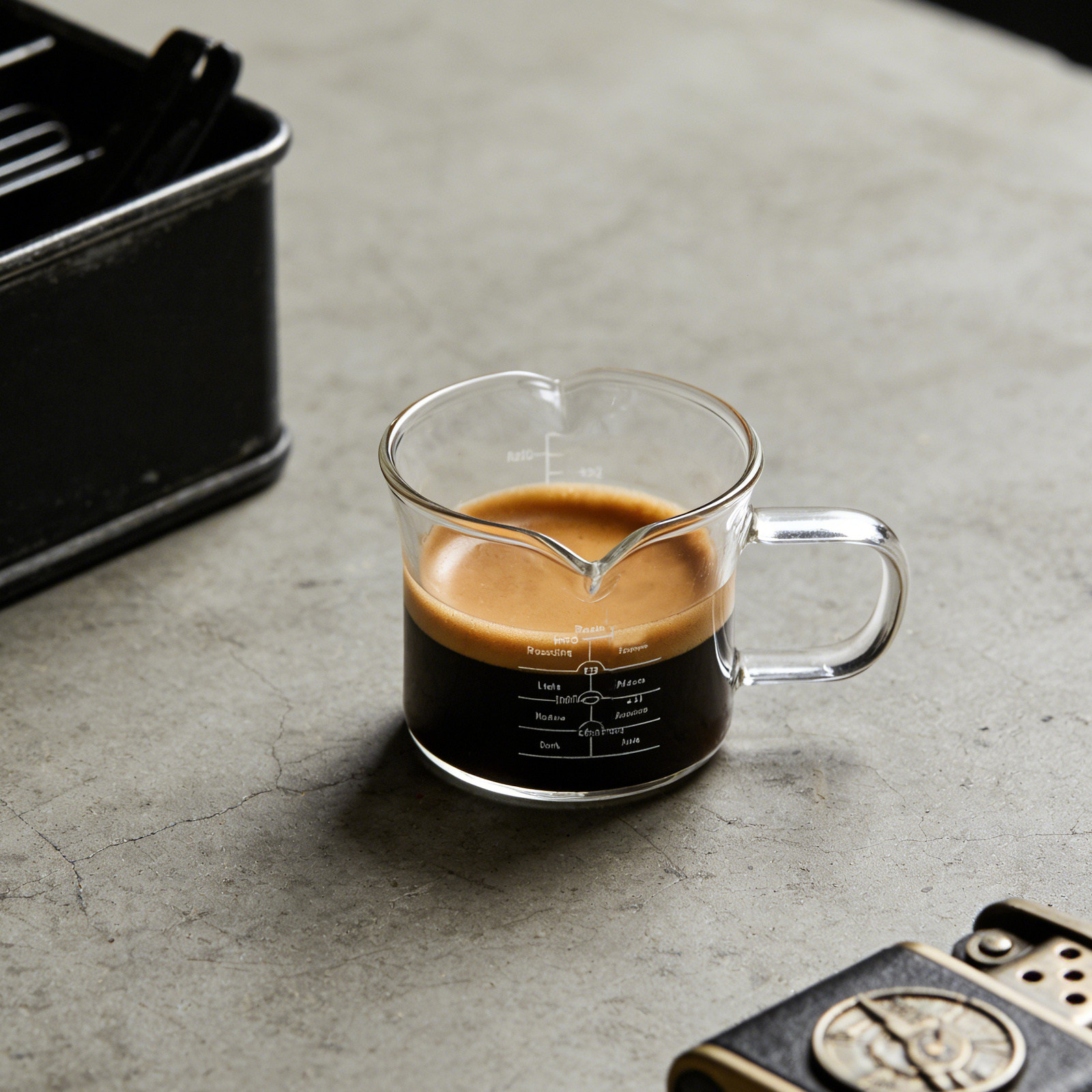 Coffee Tea Cups - ถ้วยตวงแก้วสองปาก 100 มล. เหยือกใส่นมสำหรับกาแฟเอสเพรสโซ่ เครื่องตีฟองนม ชงชา