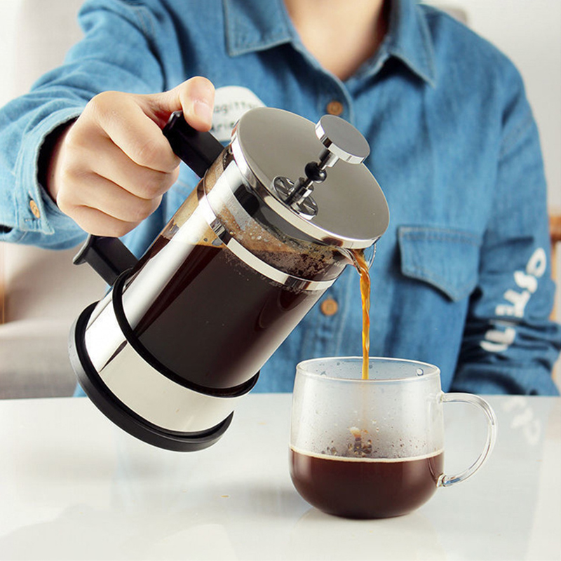 Coffee Tea Press - หม้อกาแฟเฟรนช์เพรสพร้อมตัวกรองแก้วโบโรซิลิเกตคุณภาพสูง หม้อกาแฟแบบกดมืออเนกประสงค์ หม้อชงชา นม และเครื่องมือต่างๆ