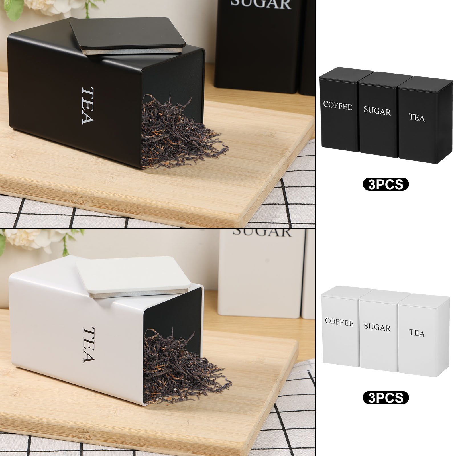 3 ชิ้นกาแฟ Bean ถังเก็บชาน้ําต - Coffee Tea Sugar Canister Set บทวิจารณ์และราคา
