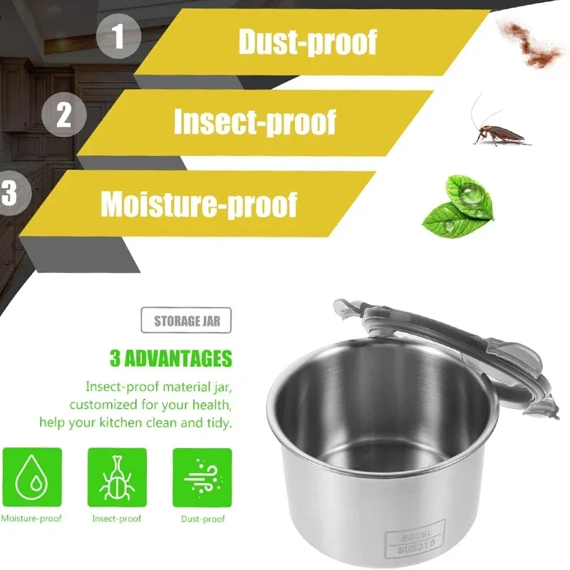 ภาชนะบรรจุอาหารสแตนเลสปิดผนึกถ - Coffee Tea Bean Leaf บทวิจารณ์และราคา