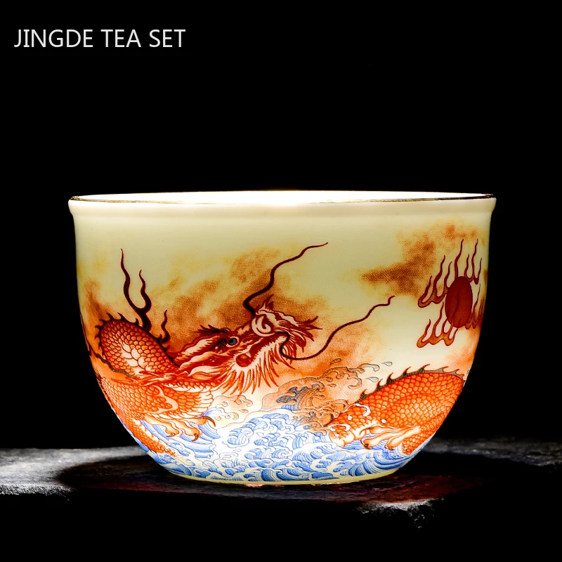 เซรามิคจีนมังกรรูปแบบ Teacup ใ - Coffee Tea Set Up บทวิจารณ์และราคา