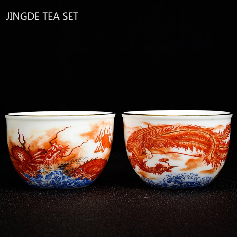 เซรามิคจีนมังกรรูปแบบ Teacup ใ - Coffee Tea Set Up บทวิจารณ์และราคา