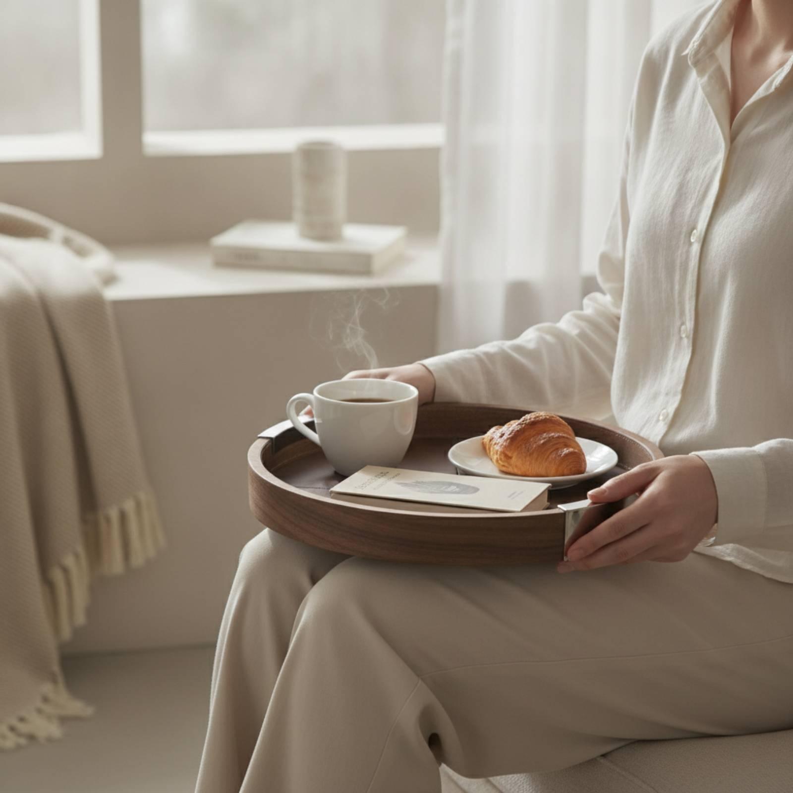 ถาดไม้วอลนัทแบบมินิมอลพร้อมขอบ - Tea Coffee Set Up บทวิจารณ์และราคา
