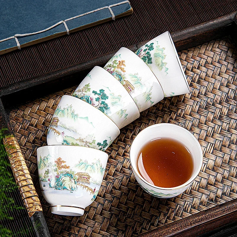 1 PC เซรามิคจีน Teacup มือวาดด - Coffee Tea Set Up บทวิจารณ์และราคา