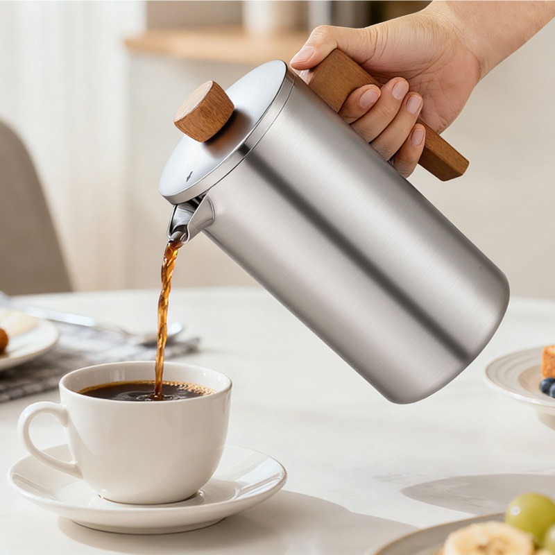 หม้อเฟรนช์เพรสสแตนเลส JUSTINLA - Coffee Tea Press บทวิจารณ์และราคา