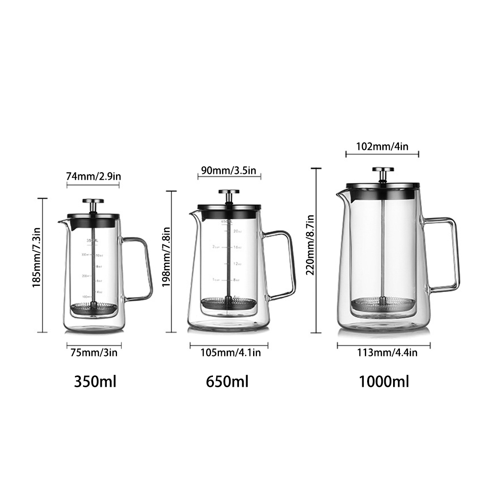 หม้อเฟรนช์เพรสสองชั้น ทำจากแก้ - Coffee Tea Press บทวิจารณ์และราคา
