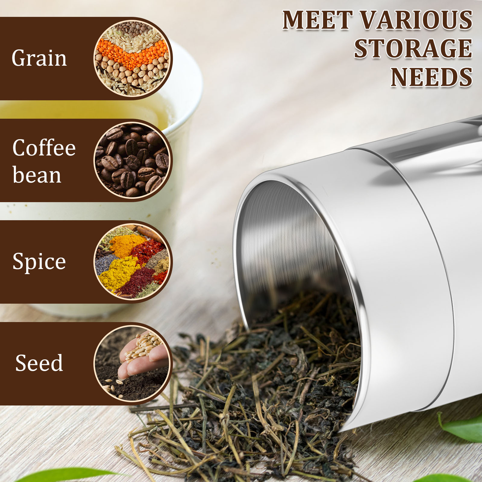 สแตนเลสสตีลชาใบกระป๋องกระป๋องห - Coffee Tea Bean Leaf บทวิจารณ์และราคา