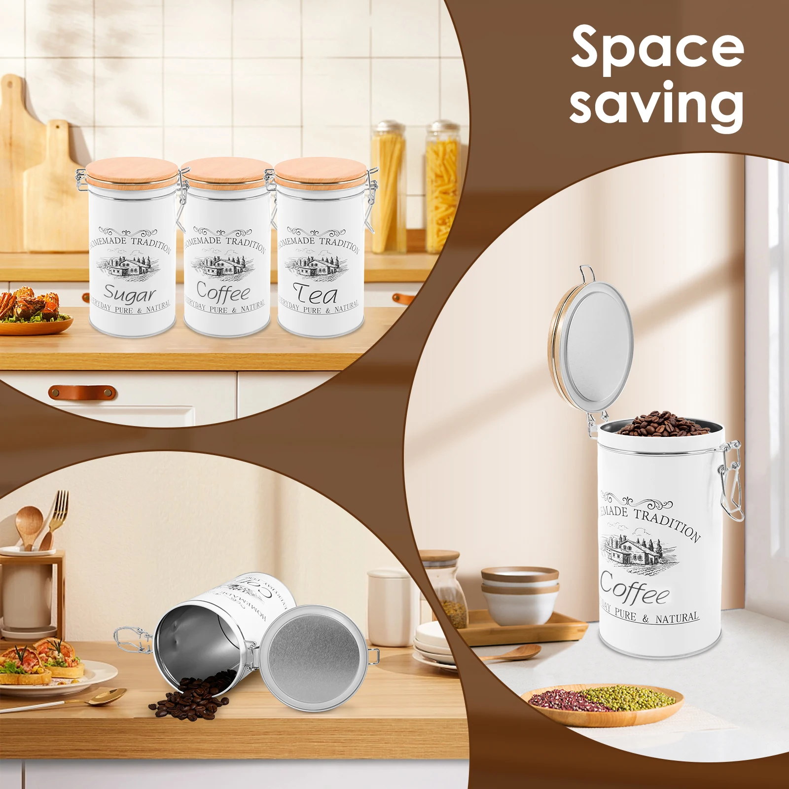 3 ชิ้น/เซ็ต กระป๋องชา กาแฟ น้ำ - Coffee Tea Sugar Canister Set บทวิจารณ์และราคา