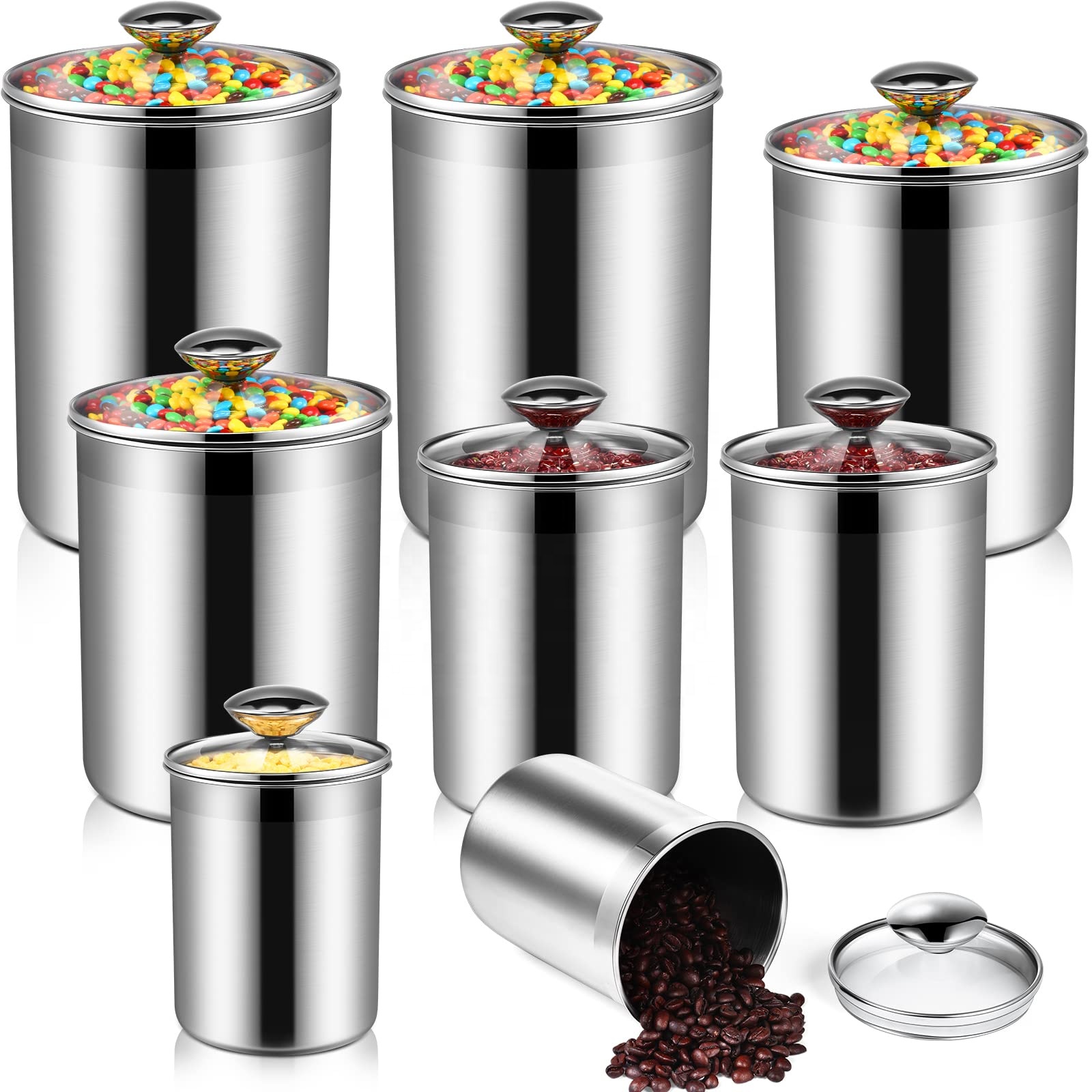 ชุดกระป๋องเก็บอาหารสแตนเลสสำหร - Coffee Tea Sugar Canister Set บทวิจารณ์และราคา