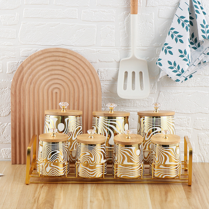 ชุดกระป๋องครัวเซรามิกเคลือบ 7  - Coffee Tea Sugar Canister Set บทวิจารณ์และราคา