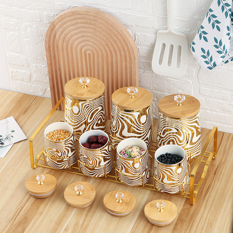 ชุดกระป๋องครัวเซรามิกเคลือบ 7  - Coffee Tea Sugar Canister Set บทวิจารณ์และราคา