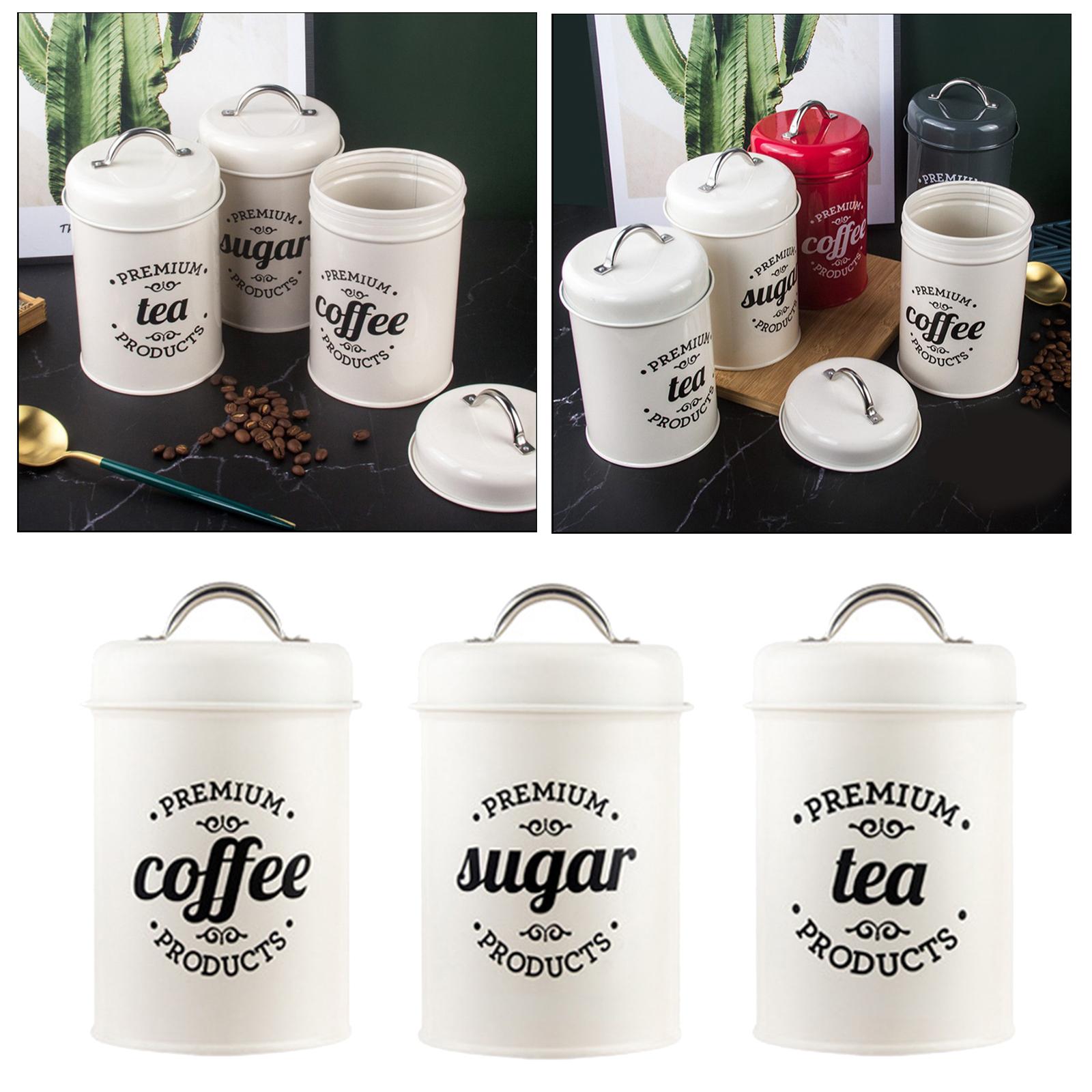 ชุดกระป๋องโลหะสำหรับเก็บอาหาร  - Coffee Tea Sugar Canister Set บทวิจารณ์และราคา